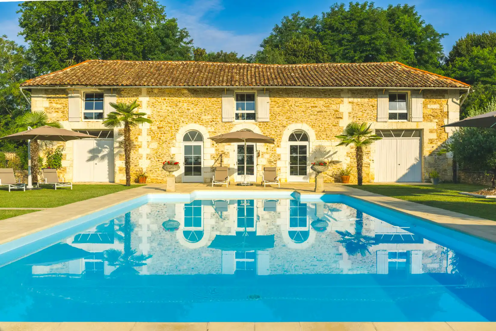 Rustic Pool Gite with stone walls and wooden beams