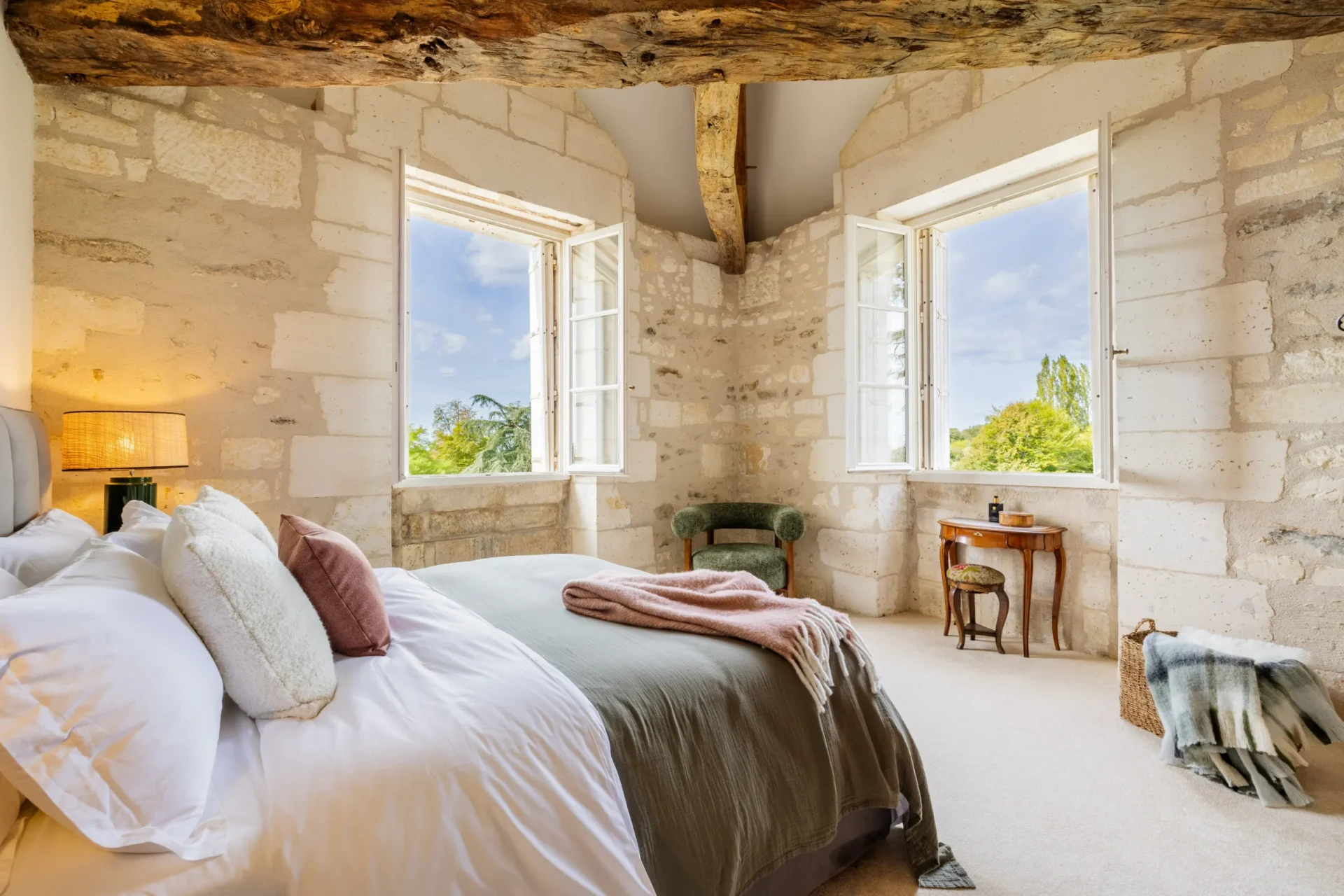 Lavender Cottage living room with fireplace