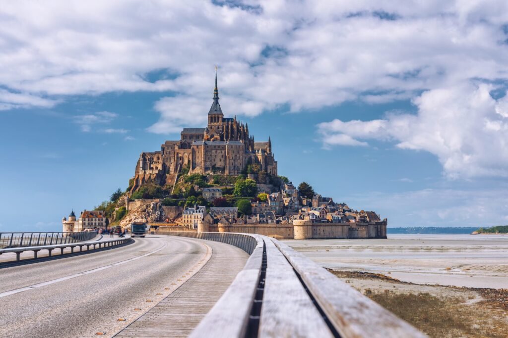 Beautiful panoramic view of famous Le Mont Saint-Michel