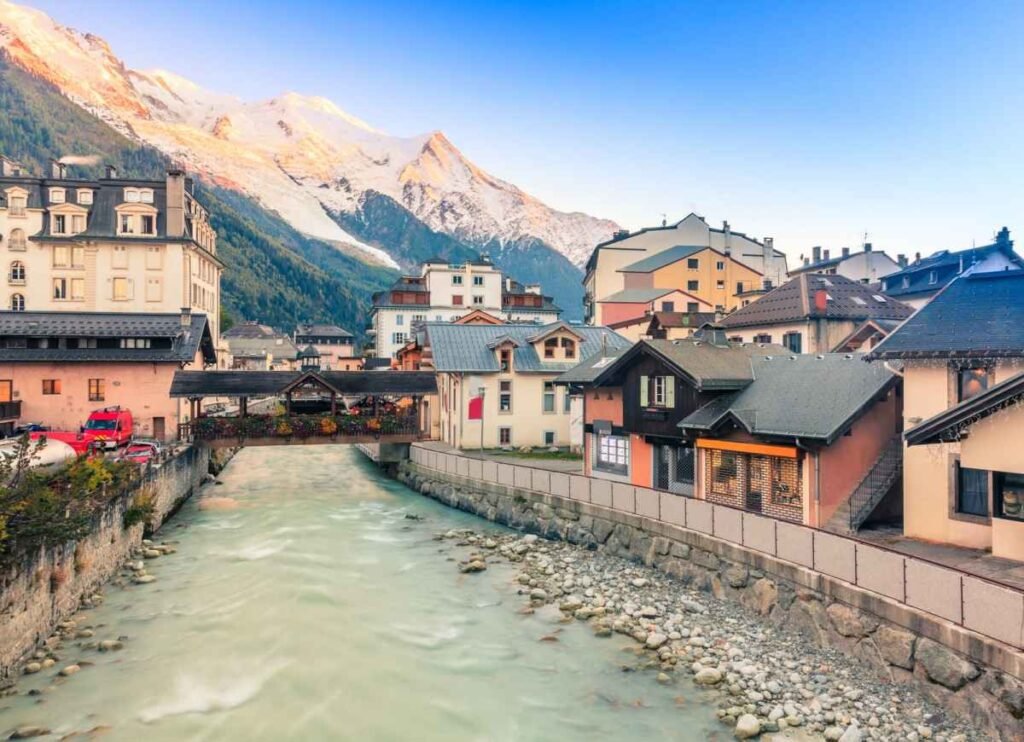 The Arve River in the town center of Chamonix