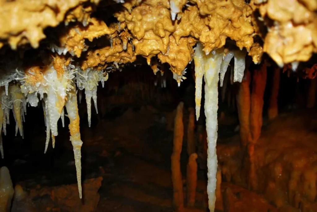 Rock formations inside of a cave in Dordogne